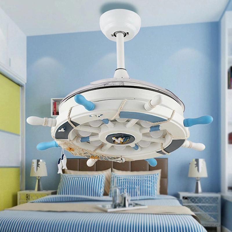 Cute Electric Fan Mute Ceiling Fan with Light for Children Baby Bedroom