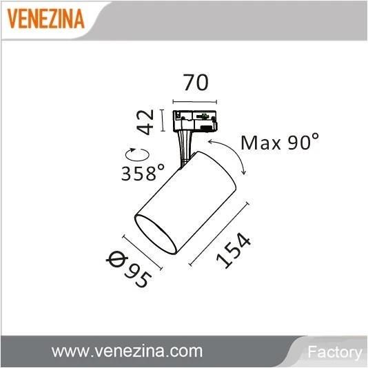 Venezina Lighting High Efficiency COB LED Tracklight Adjustable Spotlight Anti-Glare Downlight T6090 20W/25W/30W