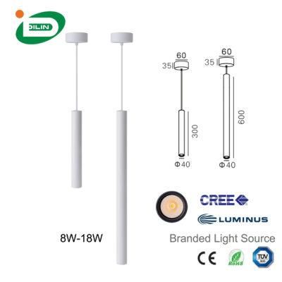 Bedside Reading Lamp Suspended LED Pendant Light Cylinder Tube Bedroom Lighting 8W 3000K Warm Whtie