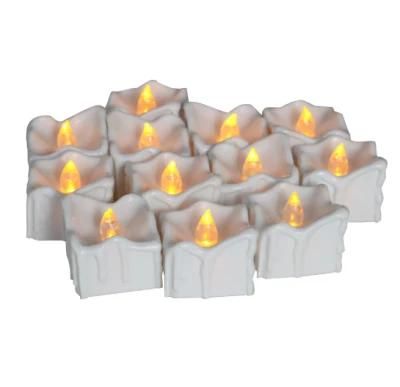 LED Yellow Flashing Square Tear Candle Light Flickering with Batteries for Home Decoration