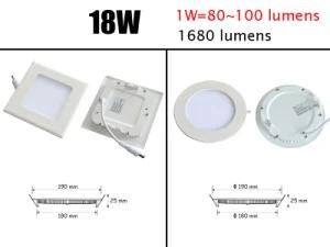 18W LED Downlight Drop Ceiling Light Panel Fixture Pure White Free Shipping Suitable for Home, Hotel, Bathroom Office