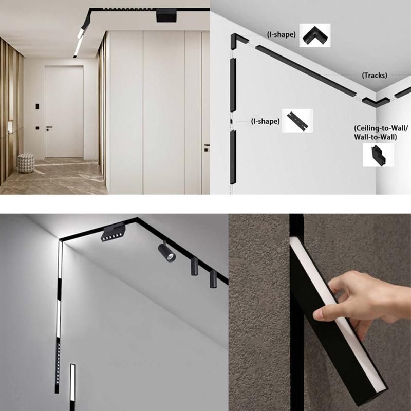 LED Magnetic Track Light System with Black Magnetic Track Remote Control WiFi