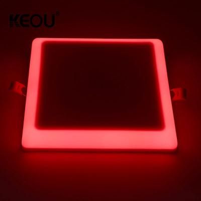 Keou New Frameless Two Color Bi-Color Red White LED Panel Light Square PC Aluminum