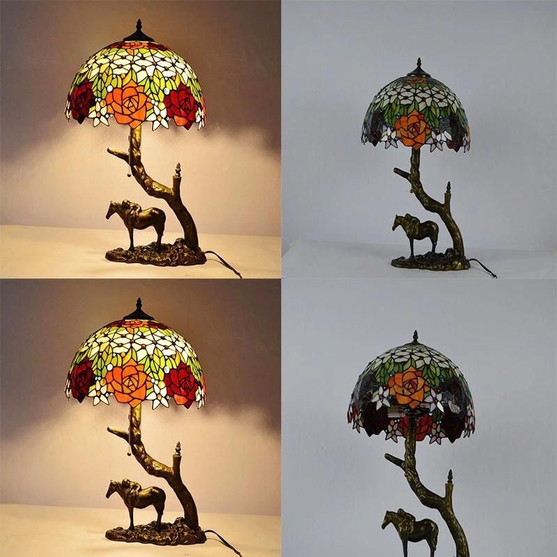 Tiffany Bronze Bedroom Decorative Lighting Stained Glass Table Lamp