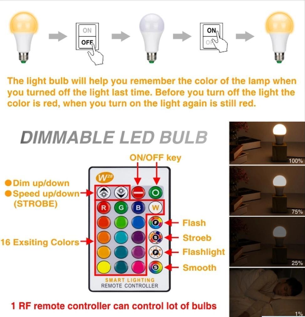 White Dimmable LED RGB Light Smart Home Bulb