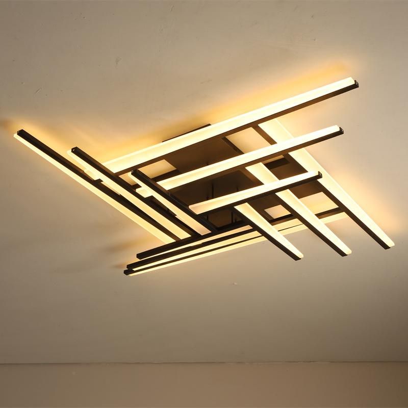 Modern Black Strip LED Acrylic Ceiling Lamp Hanging Light for Living Room