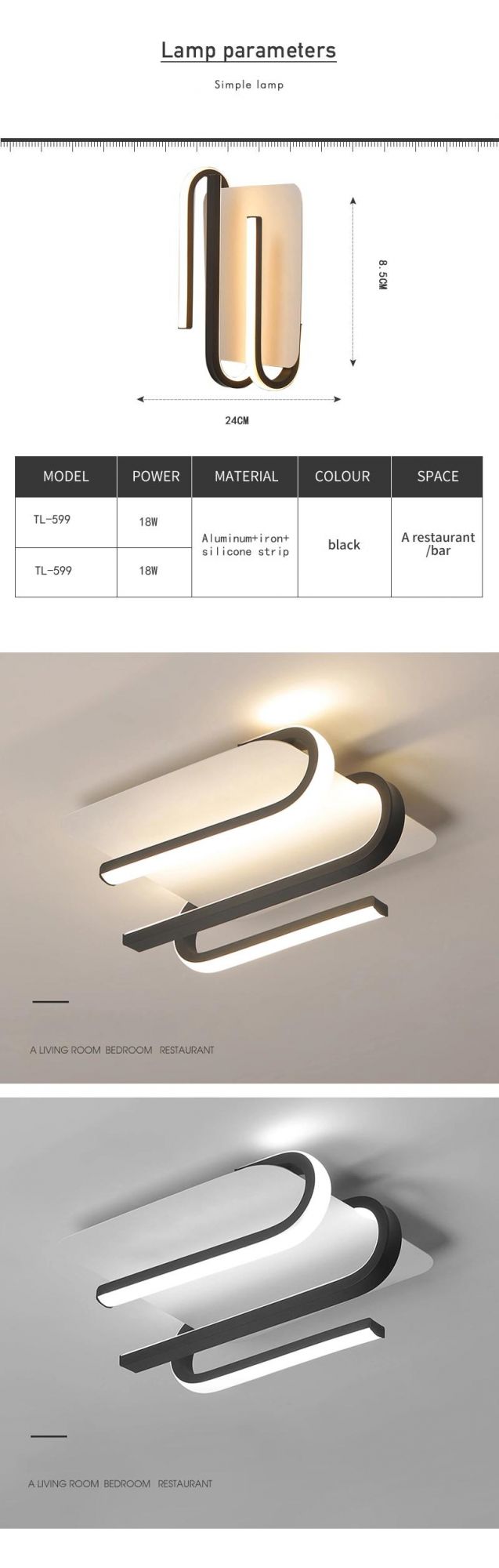 2021 New Modern Hallway Balcony Living Room House LED Wall Ceiling Lamp