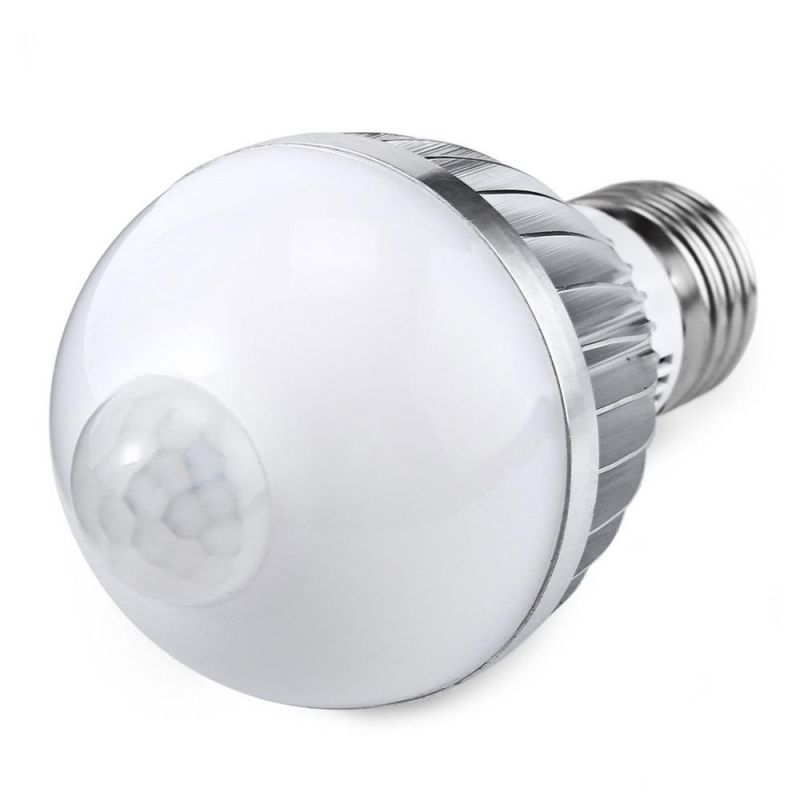 E27 GU10 B22 E14 Aluminum Motion Sensor LED Globe 7W