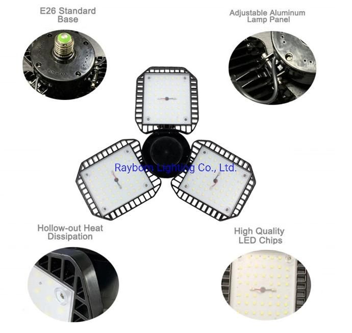 New E26/E27 80W 100W Deformable LED Garage Lights LED Adjustable Light Garage Lighting Bulb Shop Light for Garage, Workshop, Workbench, Barn, Warehouse