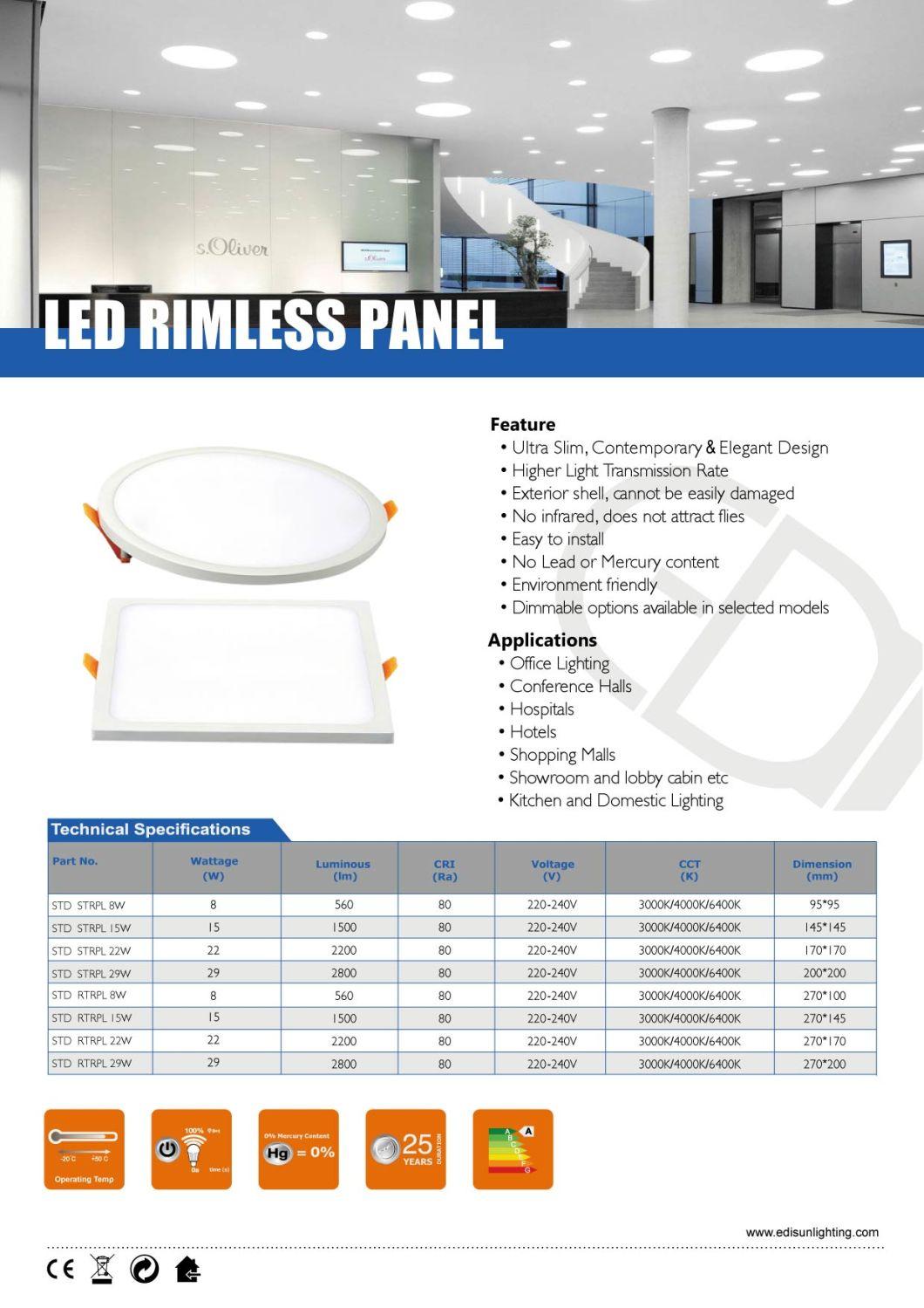 Round/Square 110-120V LED Slim Panel 4 Inch 9W/12W/18W/24W