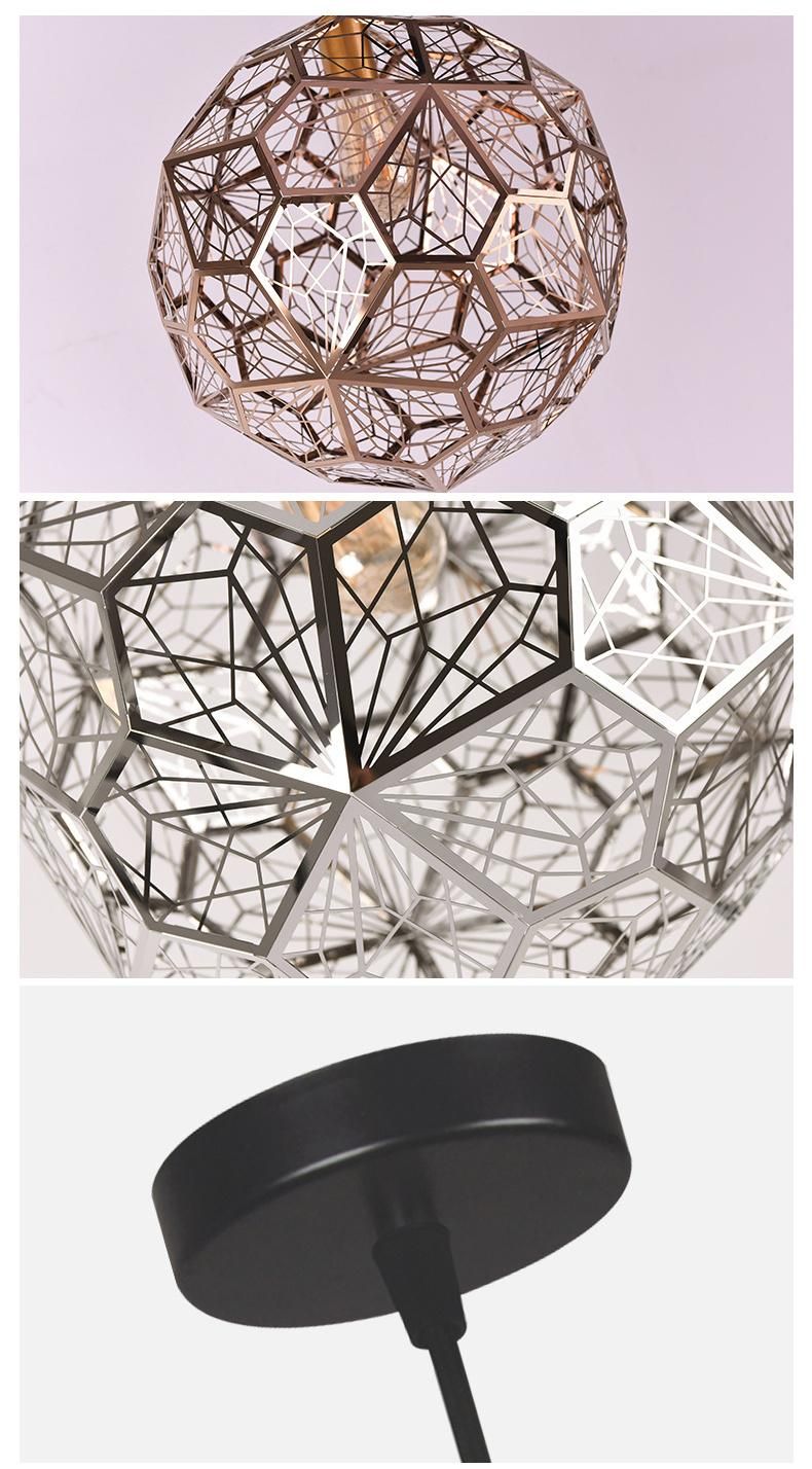 Modern Simple Stainless Steel Polyhedral Ball Chandelier Creative Geometric Mesh Chandelier