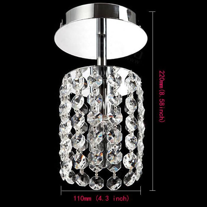 Small Flush Mount Modern Simple Single Head Balcony Light Hallway LED Crystal Ceiling Light