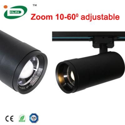 LED Ceiling Track Light-Zoom Dimmable 30W for 3 Phase Track Black 3000K