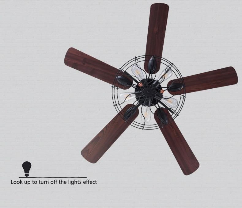 Loft Fan Chandelier Retro Electric Fan Mute Ceiling Fan with Light