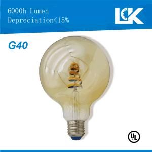 CRI90 6W 500lm G40 New Retro Spiral Filament LED Light Bulb