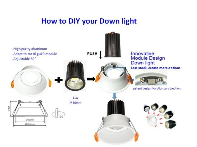 Dimmable Citizen COB Recessed LED Downlight 60W 80W 100W IP44