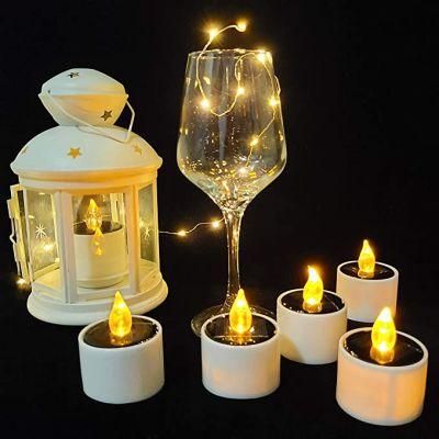 Wick Flameless LED Pillar Candles Plastic Electric LED Candle Solar Mounted LED Cylindrical Candles for Christmas Wedding