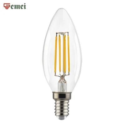 WiFi Control LED Vintage Filament Bulbs C35 C37 LED Bulb Dimmable LED Candle Bulb Lamp E14 E27 Base with LED Light 2W LED Bulb with Ce RoHS