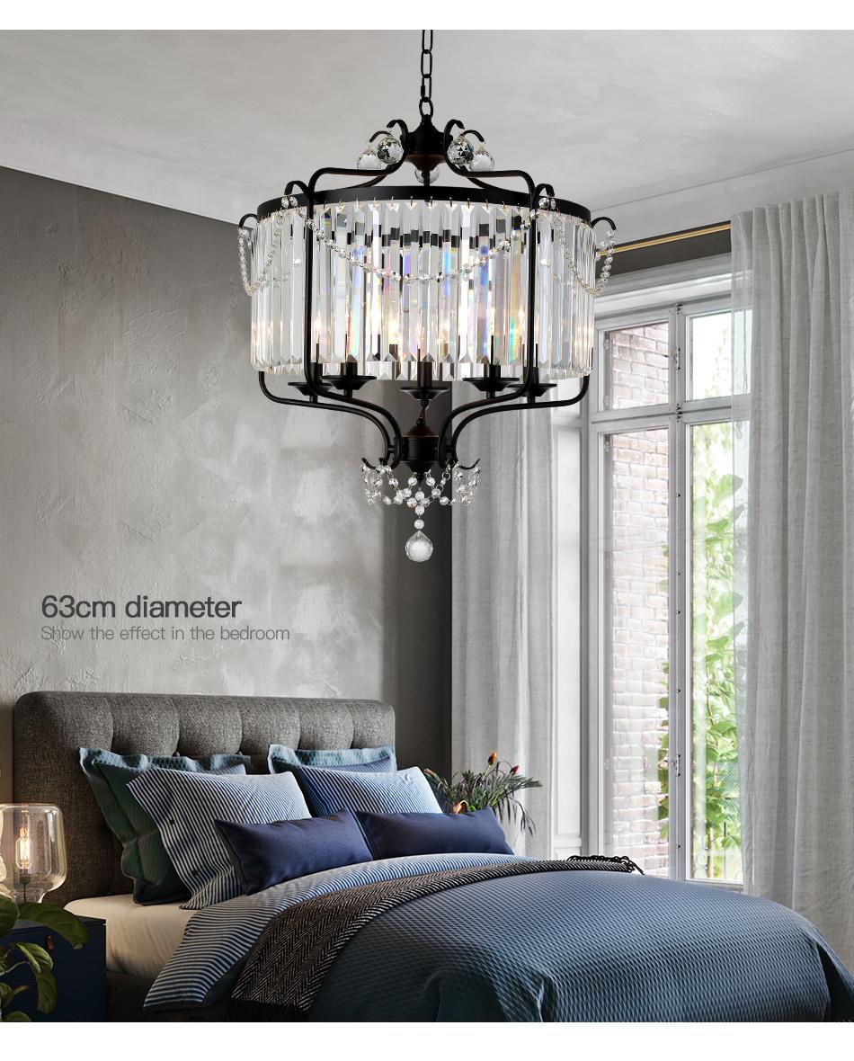 Hanging Lamp American Black Pendant Lighting Luxury Modern Chandelier for Living Room