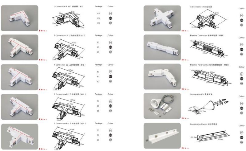 Lighting Track Accessories Aluminum L Connector Lighting Track System