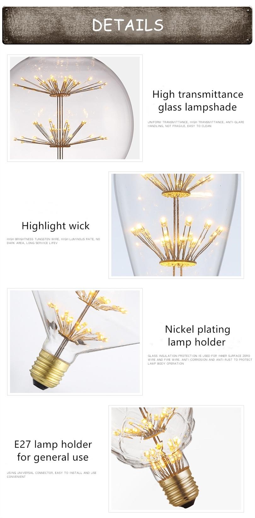 3W Christmas Decorative Starry Twinkling Glass LED Lamp