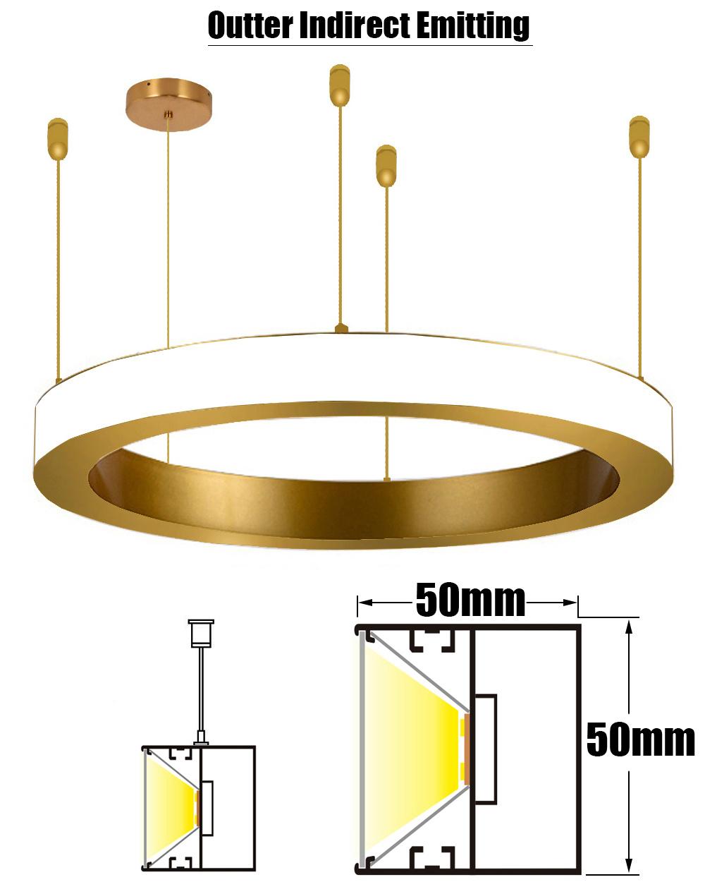 Plating Stainless Steel LED Pendant Light, Modern Chandelier Ceiling Light Fixture, Warm White, 3000K, Adjustable