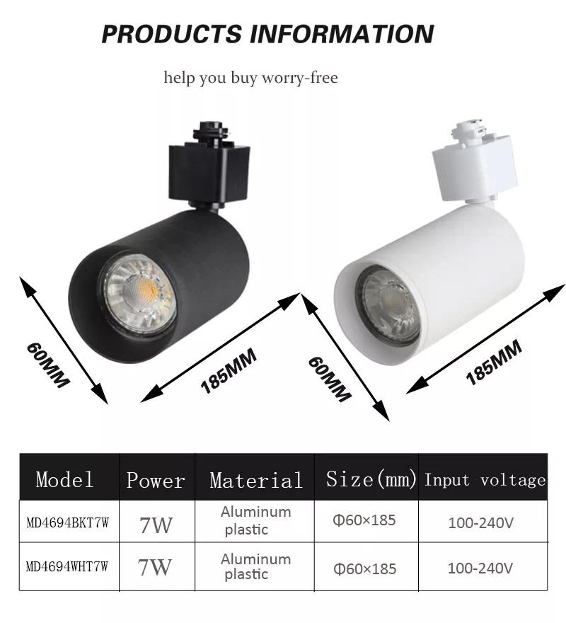 Modern Design Adjustable 350 Degrees Spot Rail Lighting 7W LED Track Lamp