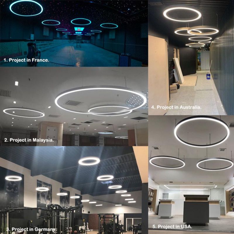 Aluminum Circular LED Luminaire Pendant Light with 2m Diameter