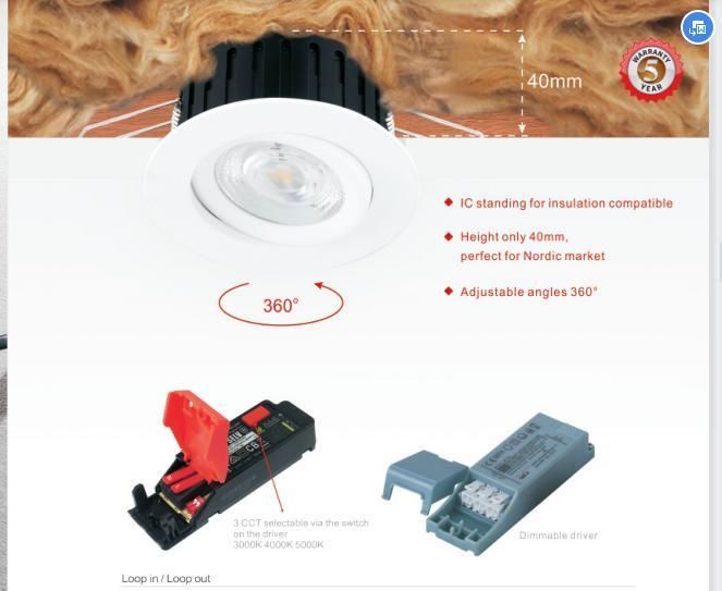 Nordic Style IC Cover COB Dim to Warm Recessed LED Downlight