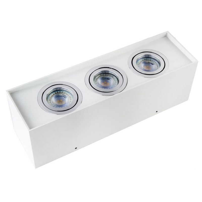 Ce RoHS Certified LED Decorative Lightings GU10 Ceiling Lamp 3 Heads Rectangle Downlight Housing