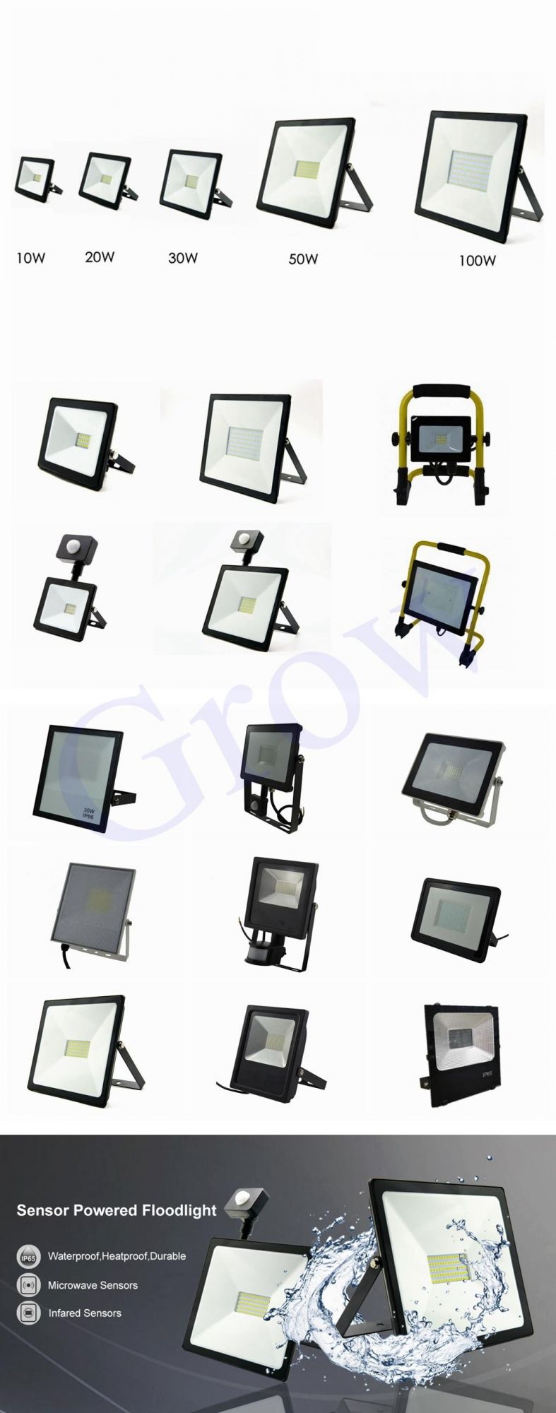 Chinese Manufacture LED Portable Floodlight 10-30W IP65 with Stand for Outdoor Work Light Lighting