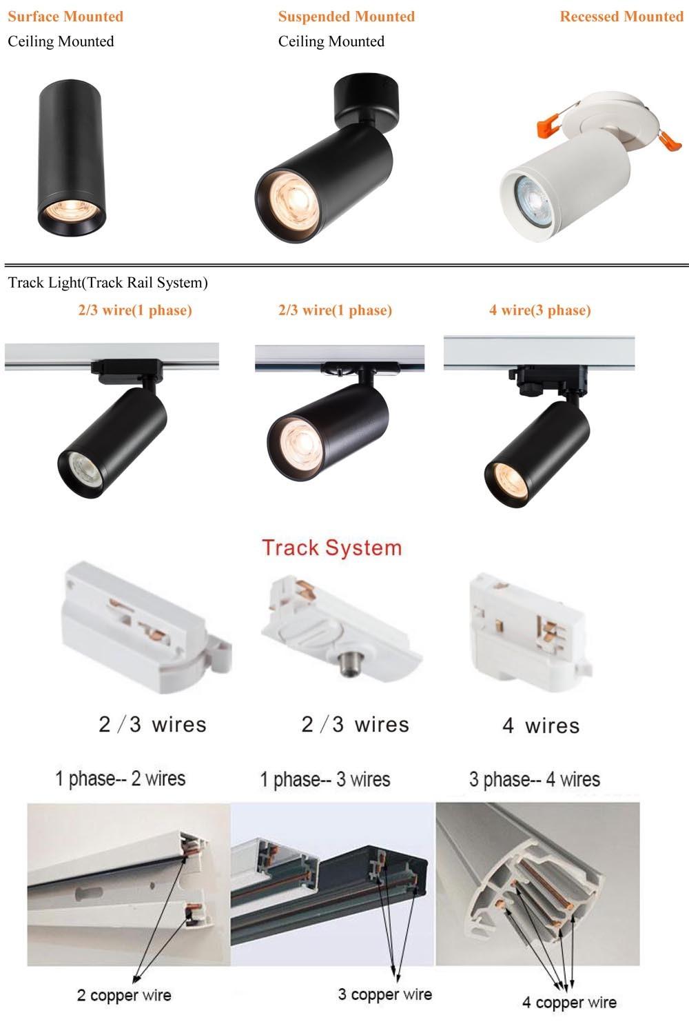 Building Project Interior Decoration LED Track Lights Fittings GU10 Replaceable Ceiling Spot Light for Construction Commercial Use