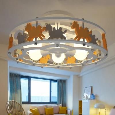 2022 New Grey Yellow Horse Modern Ceiling Lamp Room Bedroom Nursery LED Lights for Children