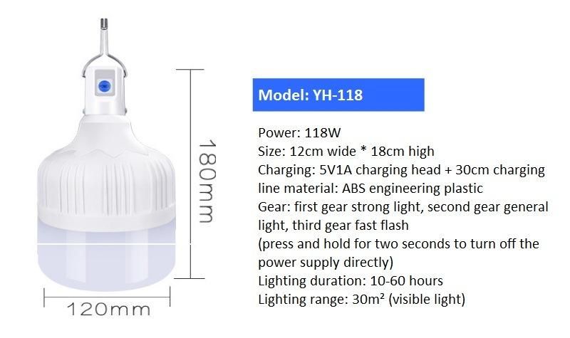 Third Gear Dimming Charging LED Bulb Lamp Emergency Light