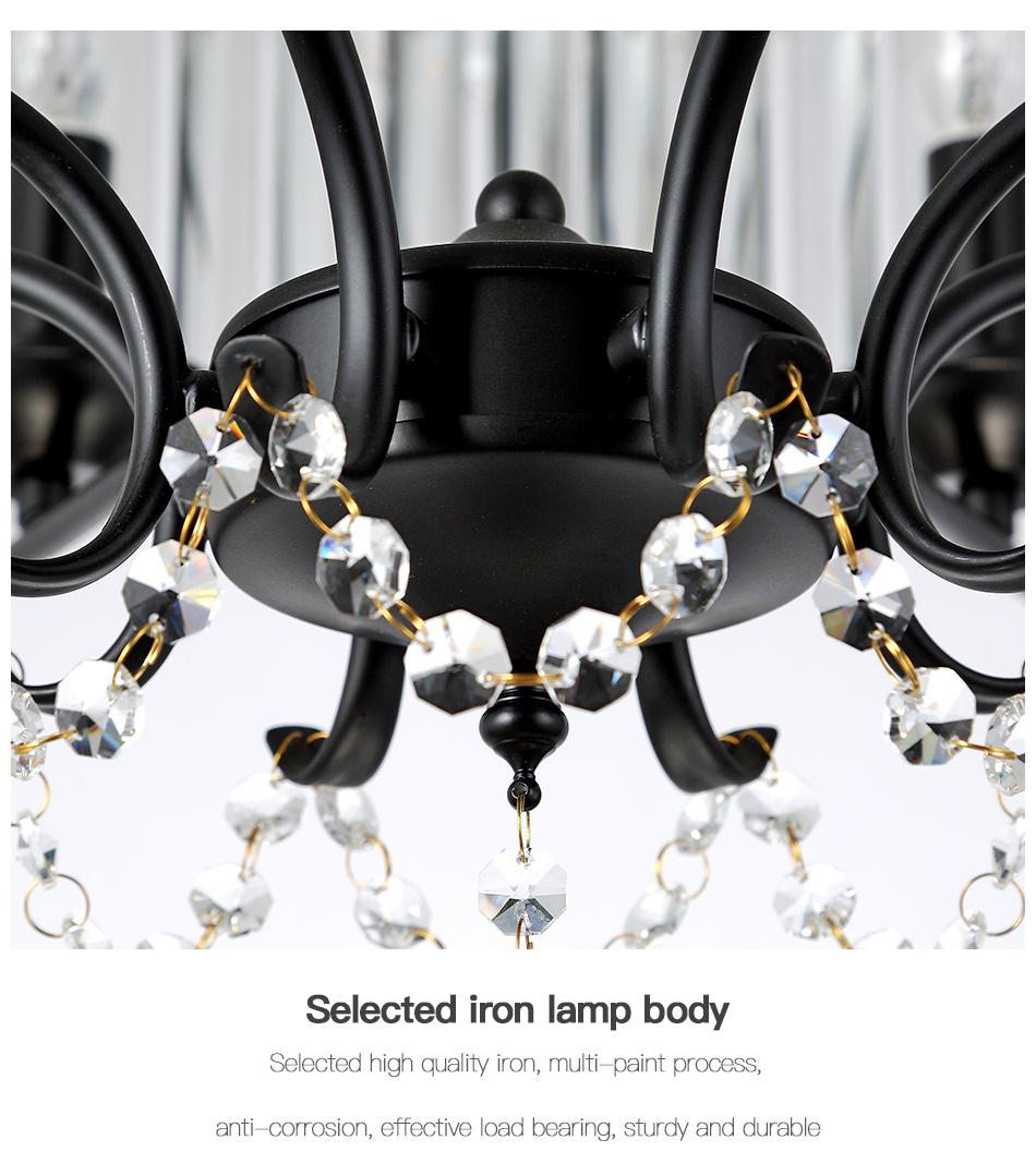 Hanging Lamp American Black Pendant Lighting Luxury Modern Chandelier for Living Room