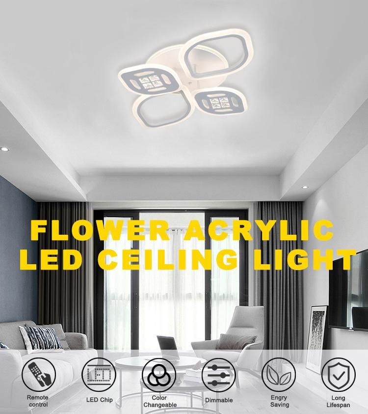 Langde Dimmable Bedroom Lamp Lights Living Room LED Flower Ceiling Light Ld4202-2+2