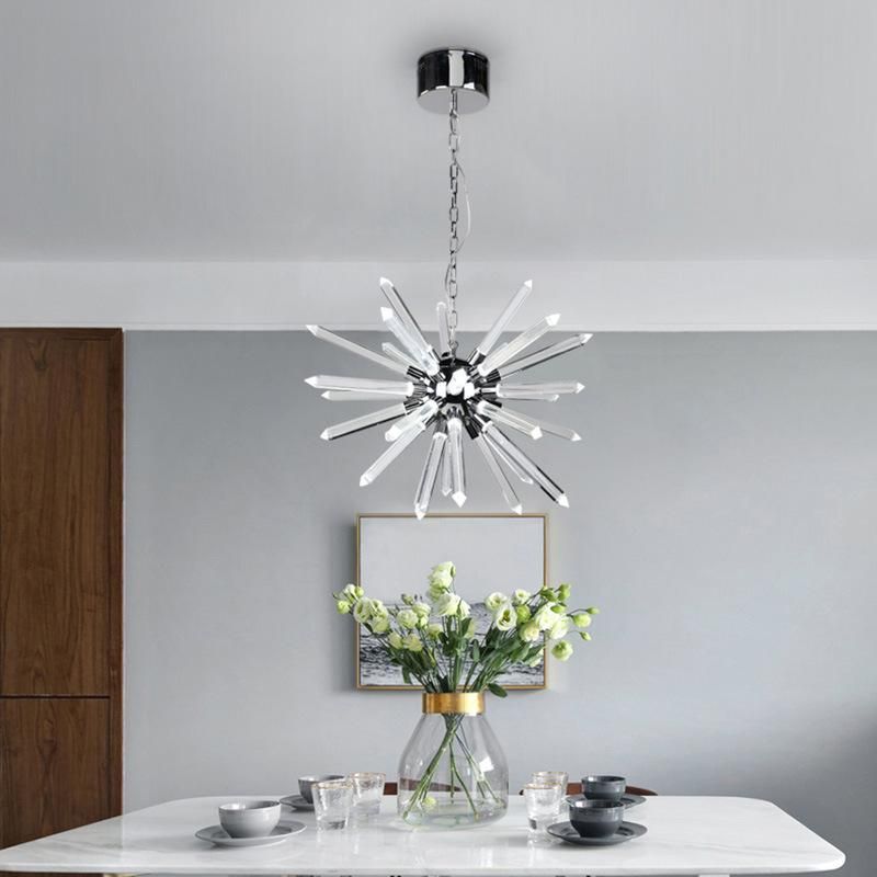 Crystal Chandelier Restaurant Living Room Glass Pendant Lights Column Round LED Chandelier