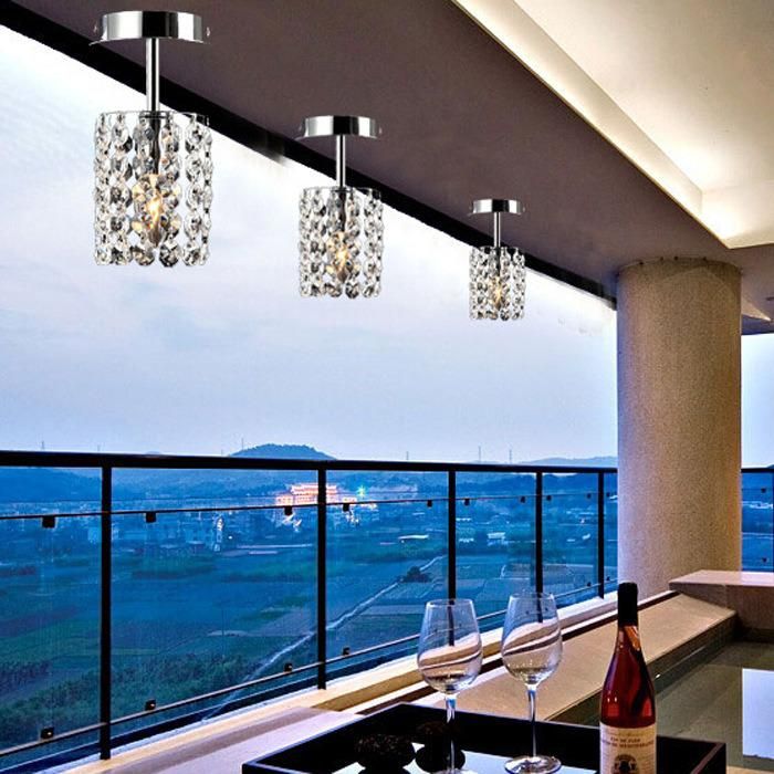 Small Flush Mount Modern Simple Single Head Balcony Light Hallway LED Crystal Ceiling Light