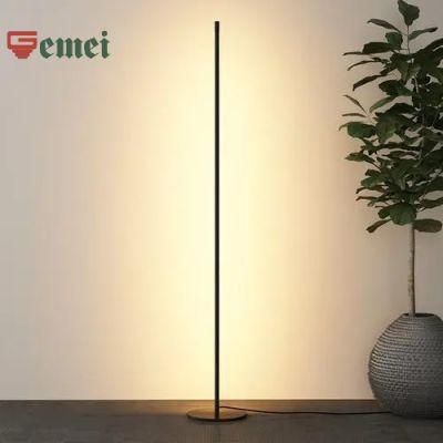 Light Luxury All-Aluminum Living Room Bedroom Bedside Sofa Vertical Floor Lamp with Round Bottom