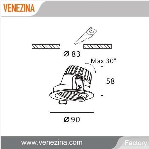 Venezina Adjustable LED Downlight Deep Anti-Dazzle COB LED Lighting Down / Spot Light 5 Years Warranty