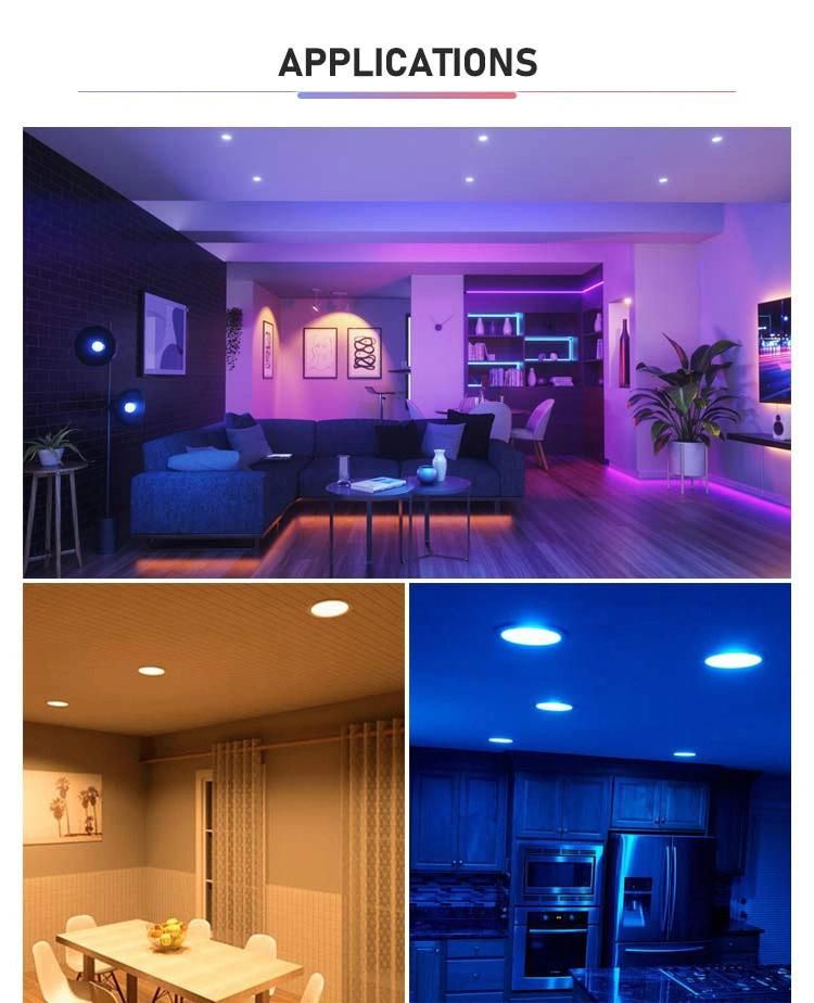 Round RGB Recessed Ceiling Color Changing APP Control WiFi LED Panel Light Smart Bulb Alexa Voice Control Downlight