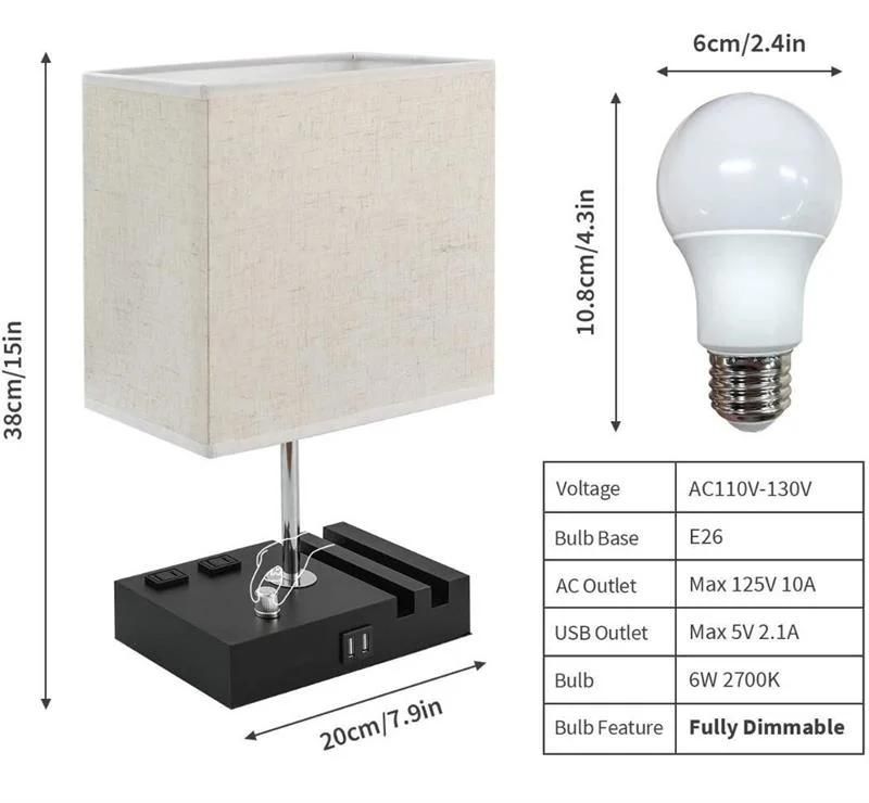 Modern LED Dimmable Indoor Bedroom Home USB Rechargeable Table Lamp