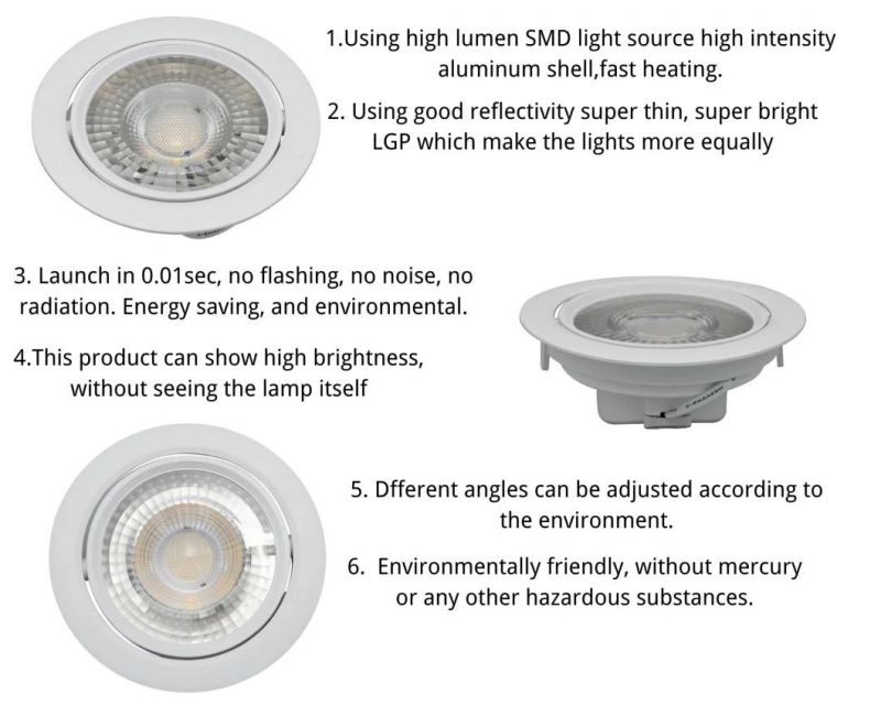 LED Round White Modern Ceiling Spotlight 4W Adjustable Downlight Light with Ce RoHS