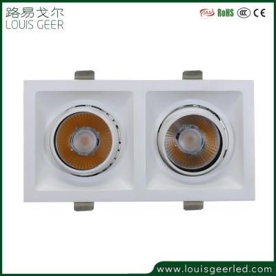 Aluminum Housing Thin Recessed Surface Mount Double Heads Customizable Wattage LED Grill Light