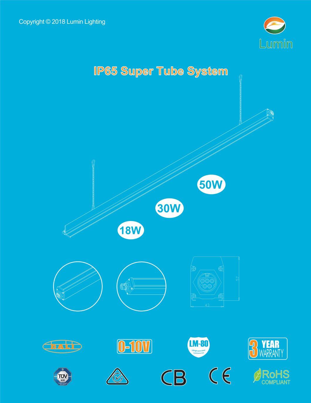 0-10V/ Dali Dimmable Hanging or Ceiling LED Linear Light Super Tube System
