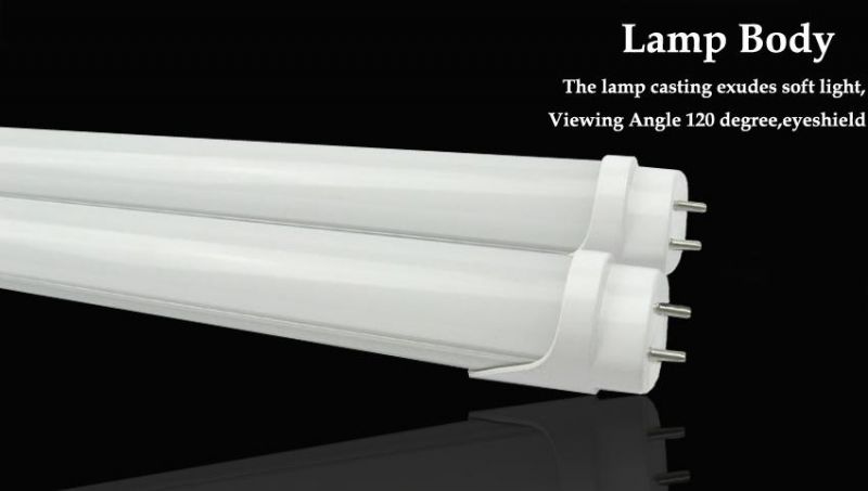 160lm/W CRI>80ra 3000lm T8 18W LED Tube Light AC85-305V 6000K Cool White PF>0.9 Surge Range 4kv