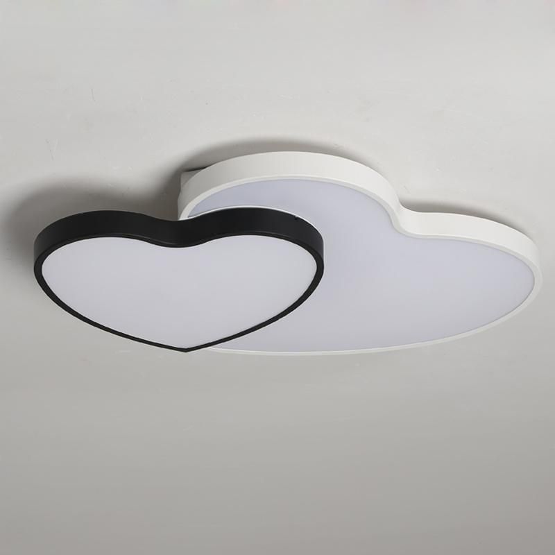 Unique Double Heart Design Factory Price Children Bedroom Study Room Flush Mount LED Ceiling Light Fixture