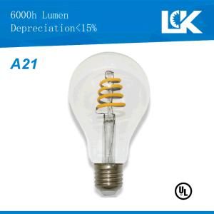 8W 1100lm A21 E26 New Dimmable Spiral Filament Bulb LED Light