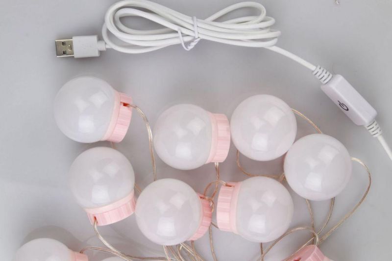 LED Mirror Lamp USB String Lights Make up Lamp 5V Pink Bulbs