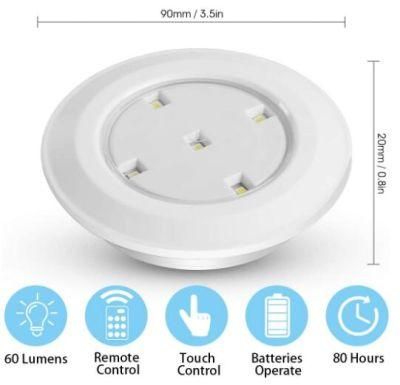 Battery Powered Wireless LED Puck Lights Remote Control Dimmable Closet Night Light